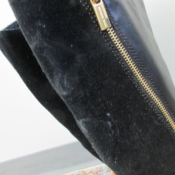 Michael Kors Leather Knee High Riding Tall Boots Women 7.5 Black Low Heels 1034 - Picture 5 of 15